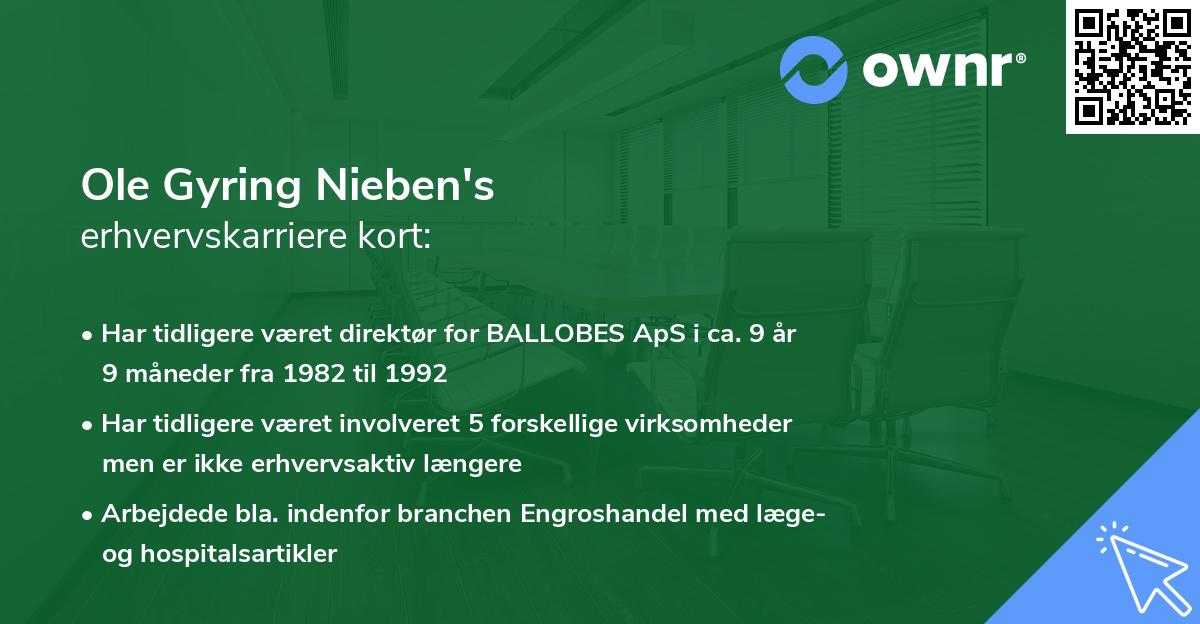 Ole Gyring Nieben's erhvervskarriere kort