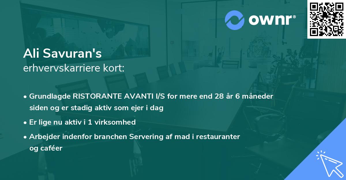 Ali Savuran's erhvervskarriere kort