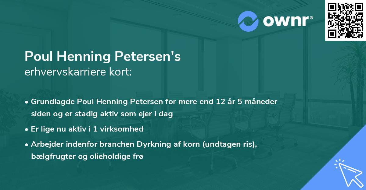Poul Henning Petersen's erhvervskarriere kort