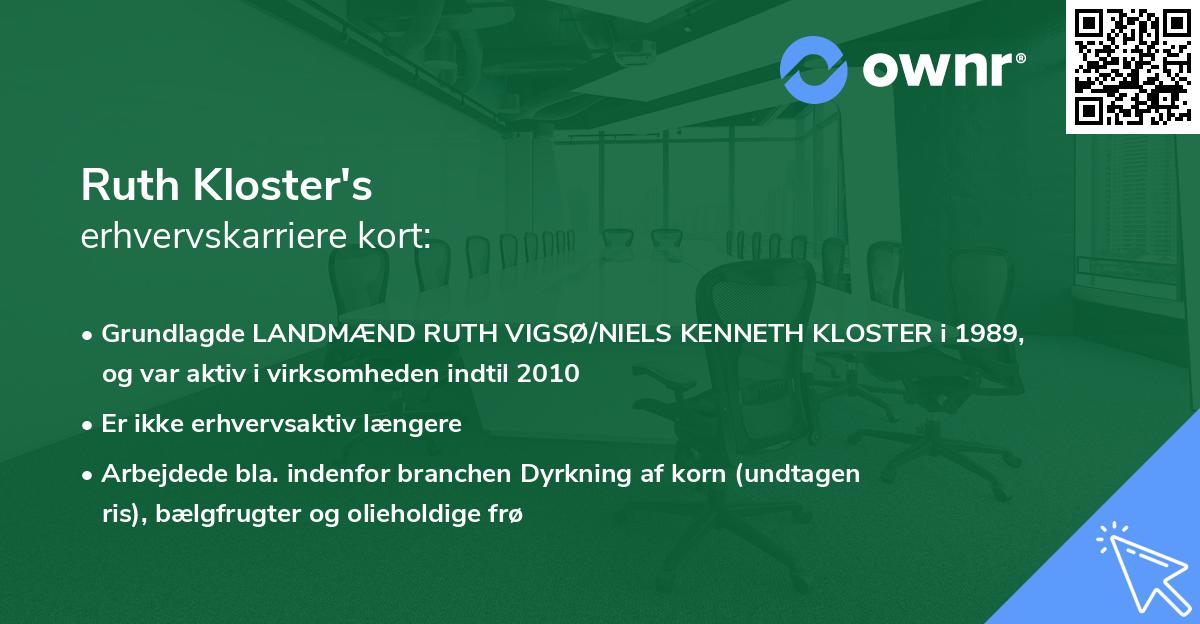 Ruth Kloster's erhvervskarriere kort
