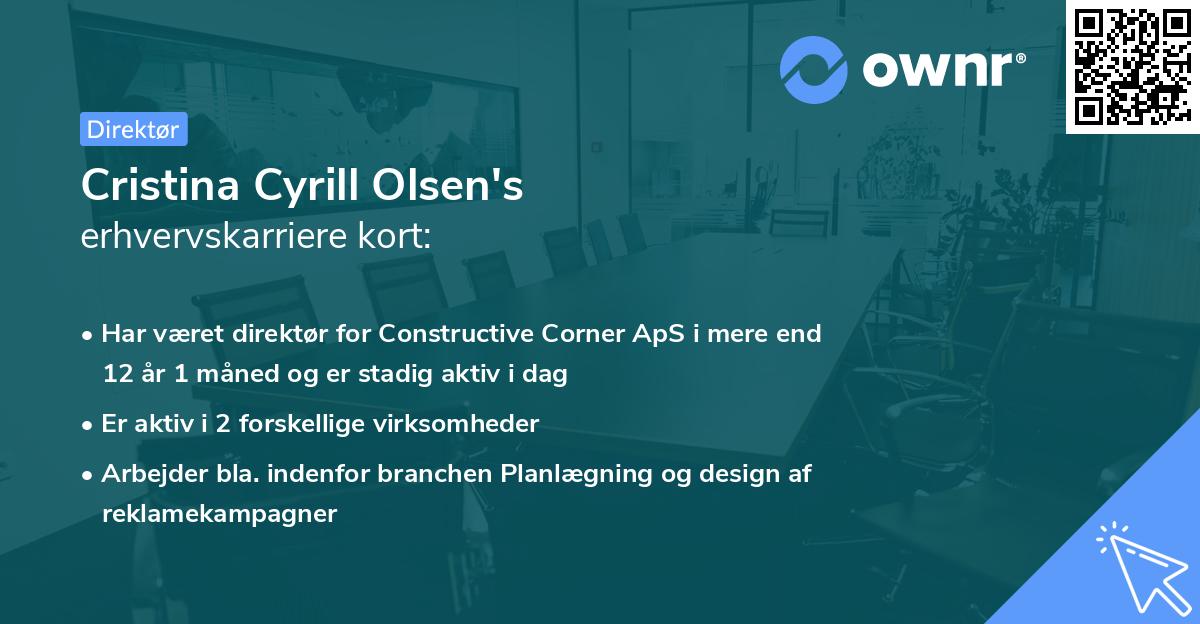 Cristina Cyrill Olsen's erhvervskarriere kort