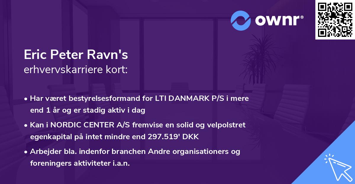 Eric Peter Ravn's erhvervskarriere kort