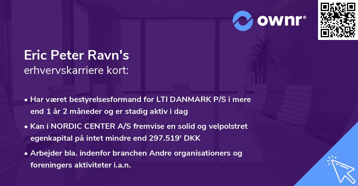 Eric Peter Ravn's erhvervskarriere kort