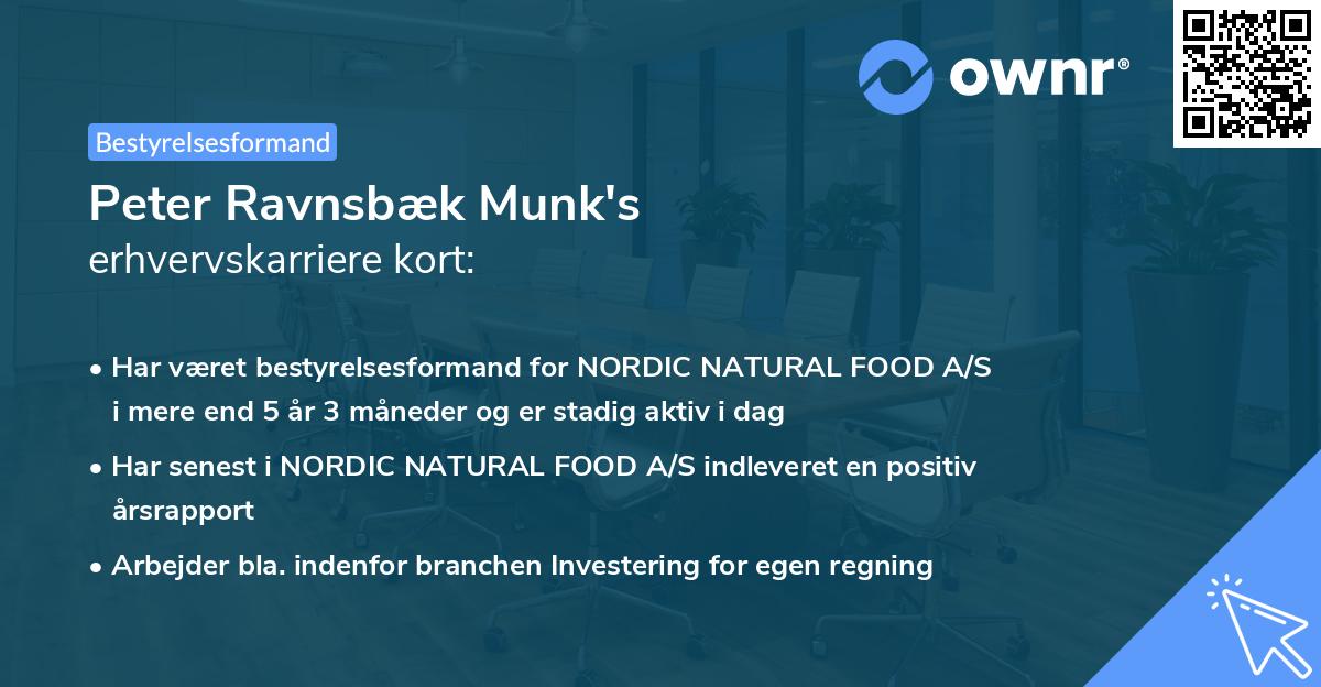 Peter Ravnsbæk Munk's erhvervskarriere kort