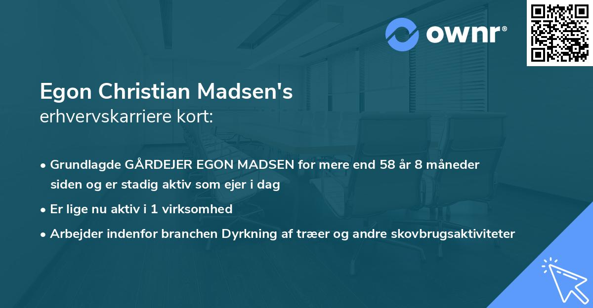 Egon Christian Madsen's erhvervskarriere kort