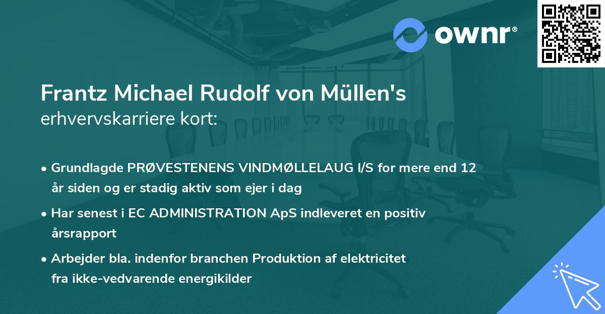 Frantz Michael Rudolf von Müllen's erhvervskarriere kort