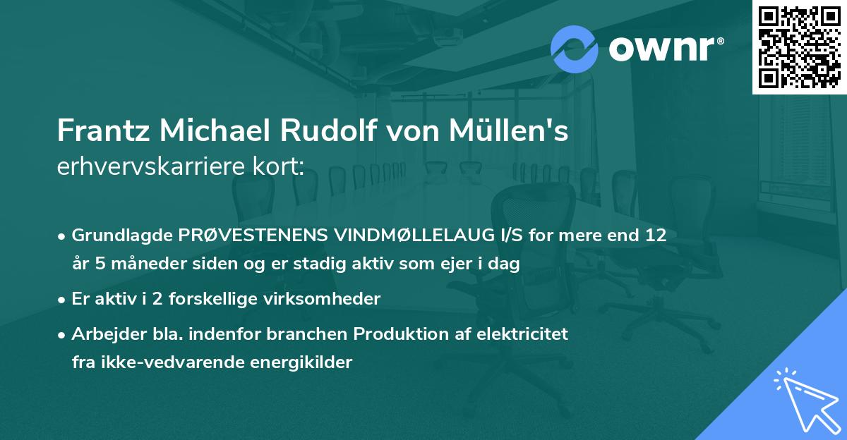 Frantz Michael Rudolf von Müllen's erhvervskarriere kort
