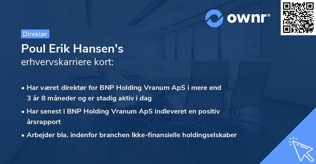 Poul Erik Hansen's erhvervskarriere kort