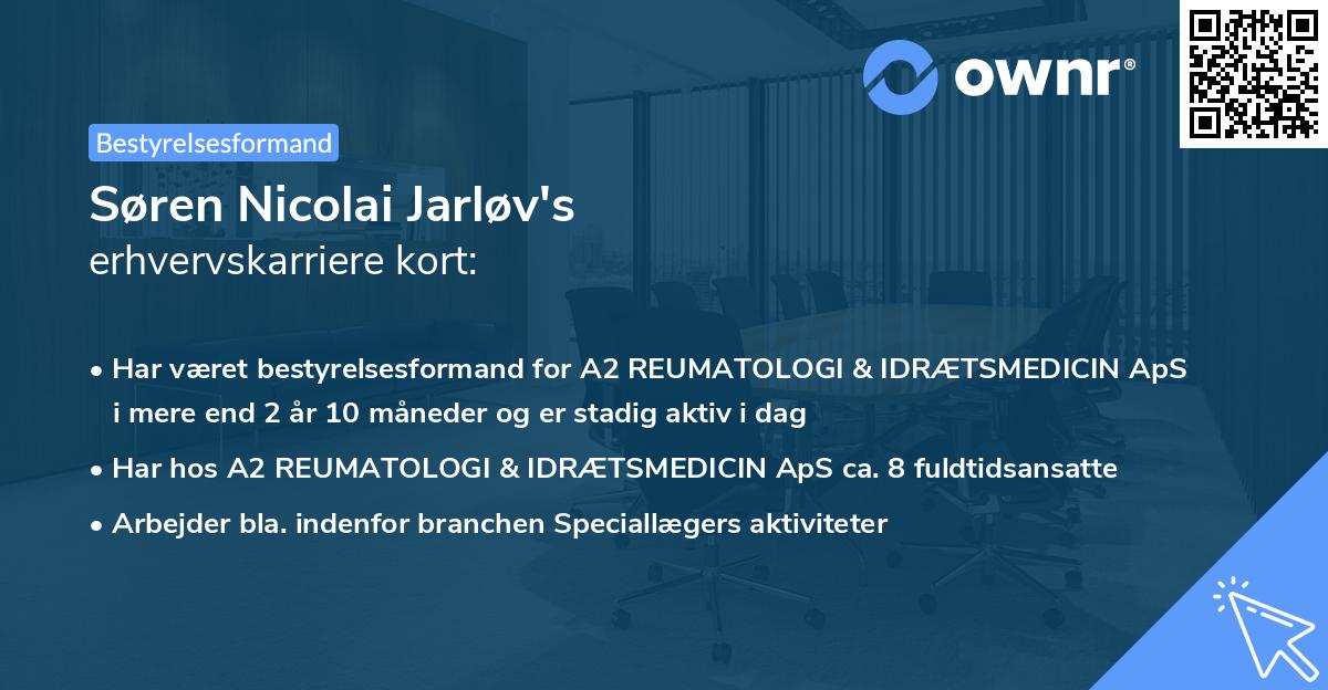 Søren Nicolai Jarløv's erhvervskarriere kort