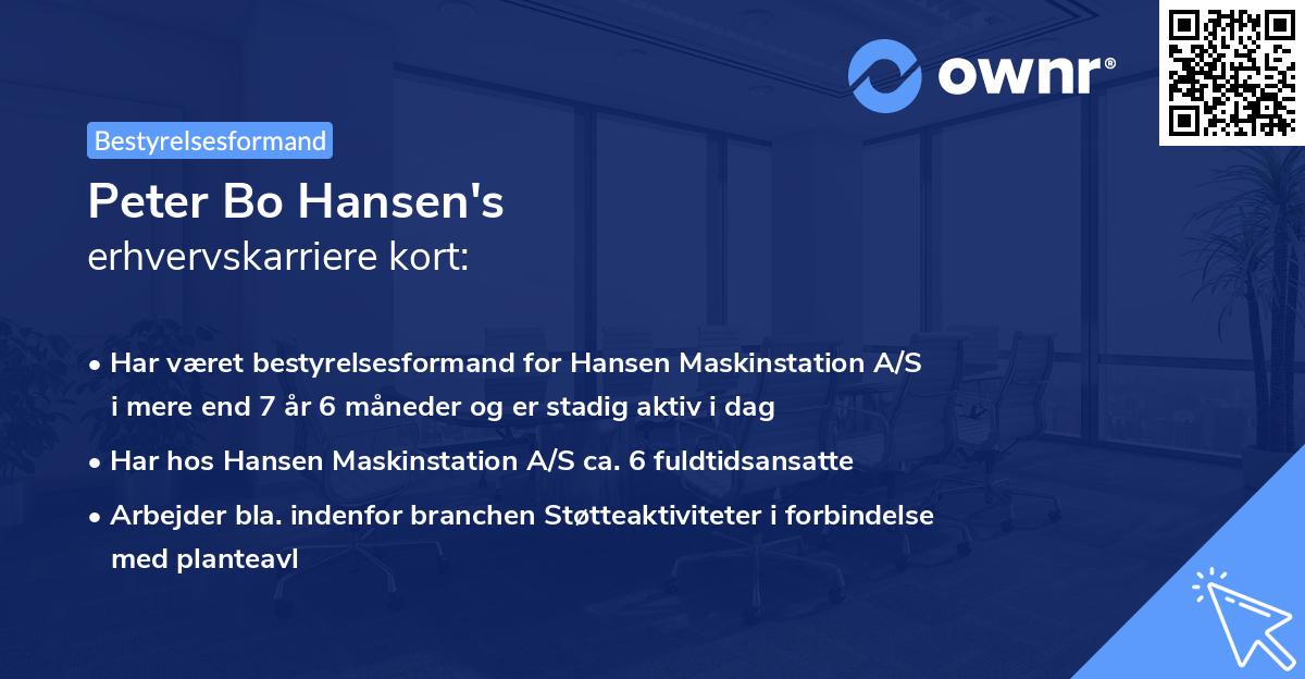 Peter Bo Hansen's erhvervskarriere kort