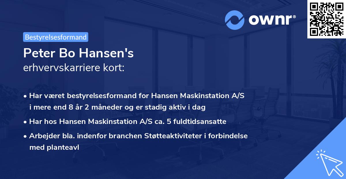 Peter Bo Hansen's erhvervskarriere kort