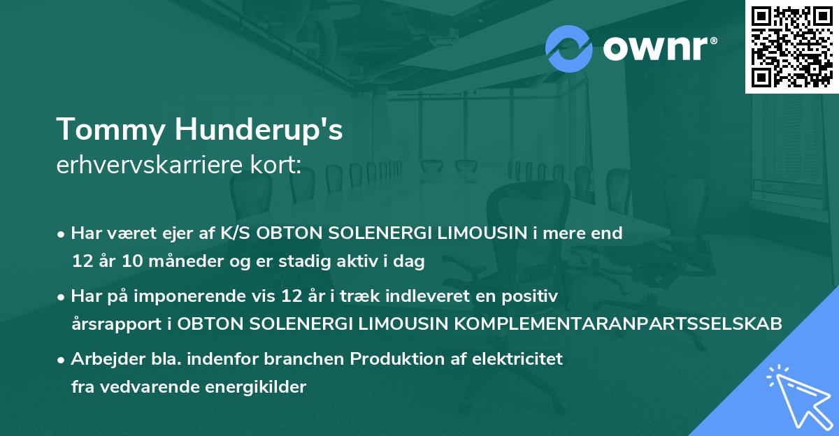 Tommy Hunderup's erhvervskarriere kort