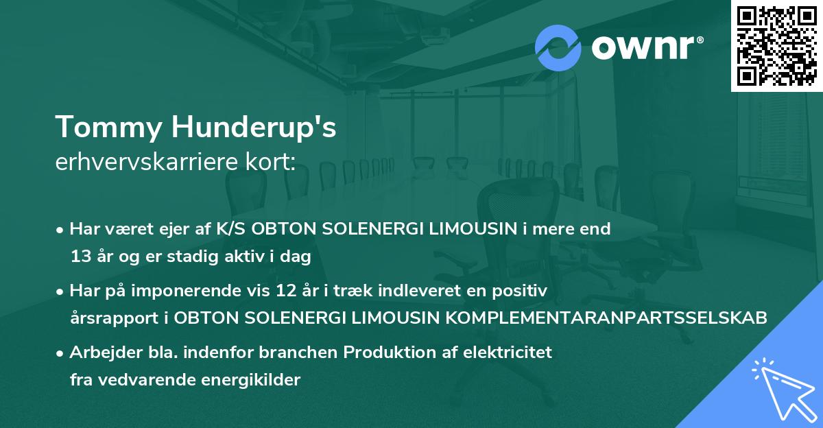 Tommy Hunderup's erhvervskarriere kort