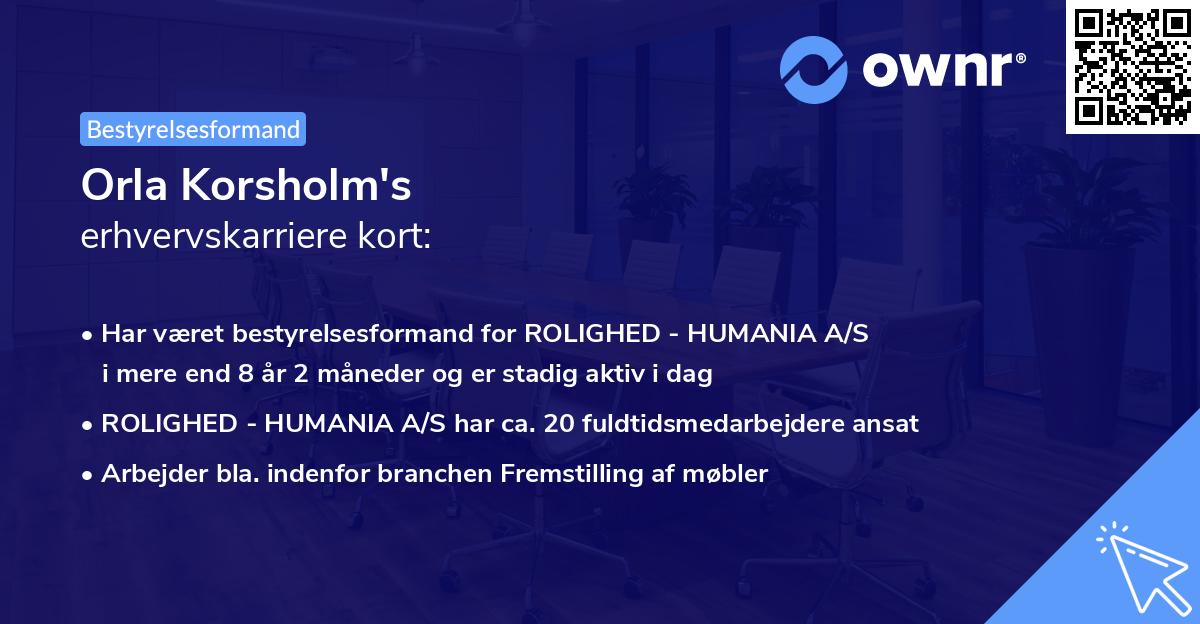 Orla Korsholm's erhvervskarriere kort