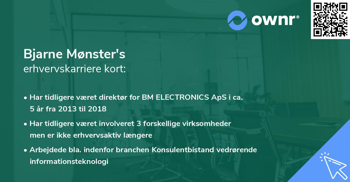 Bjarne Mønster's erhvervskarriere kort
