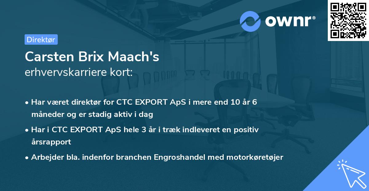 Carsten Brix Maach's erhvervskarriere kort