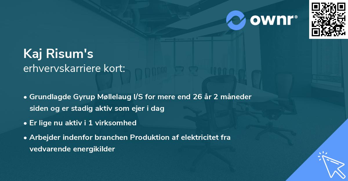 Kaj Risum's erhvervskarriere kort