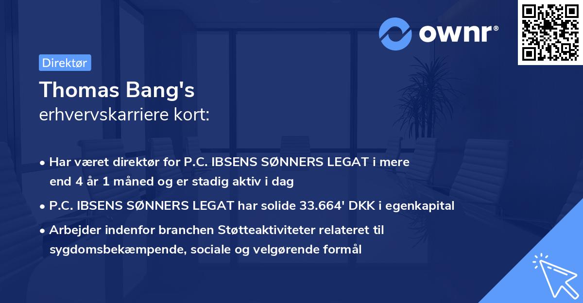 Thomas Bang's erhvervskarriere kort