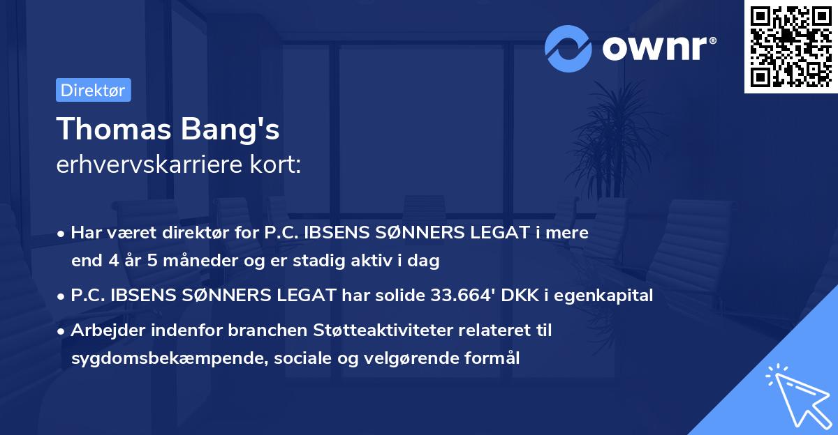 Thomas Bang's erhvervskarriere kort