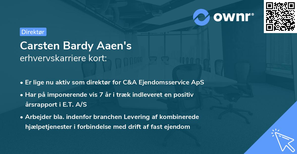 Carsten Bardy Aaen's erhvervskarriere kort