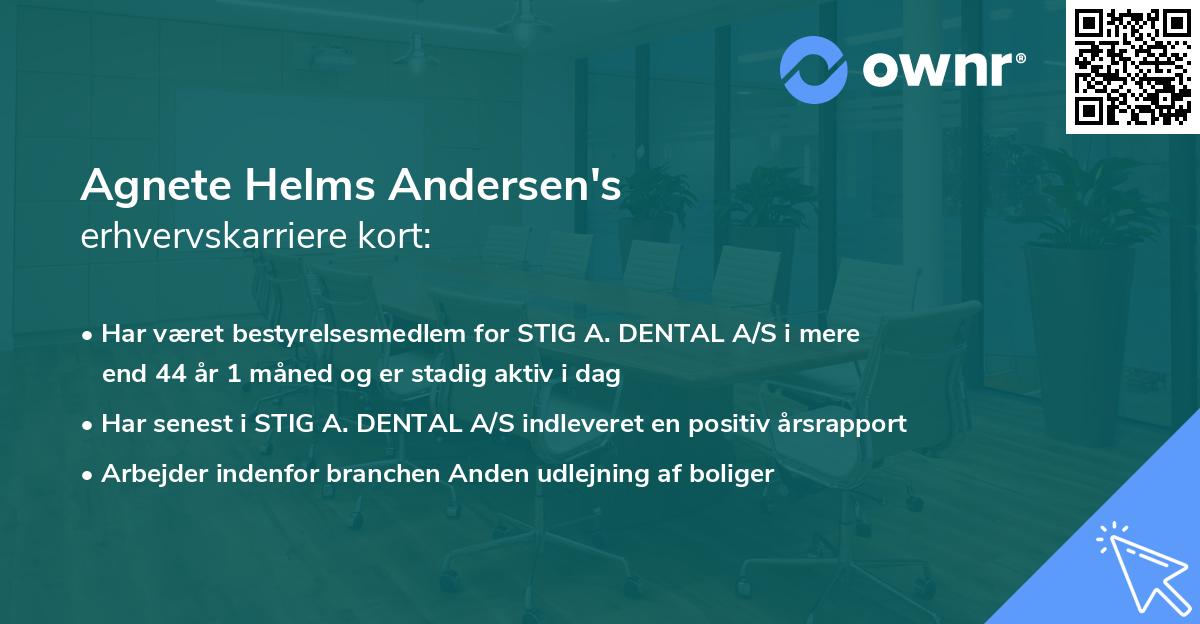 Agnete Helms Andersen's erhvervskarriere kort