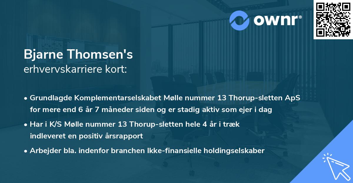 Bjarne Thomsen's erhvervskarriere kort