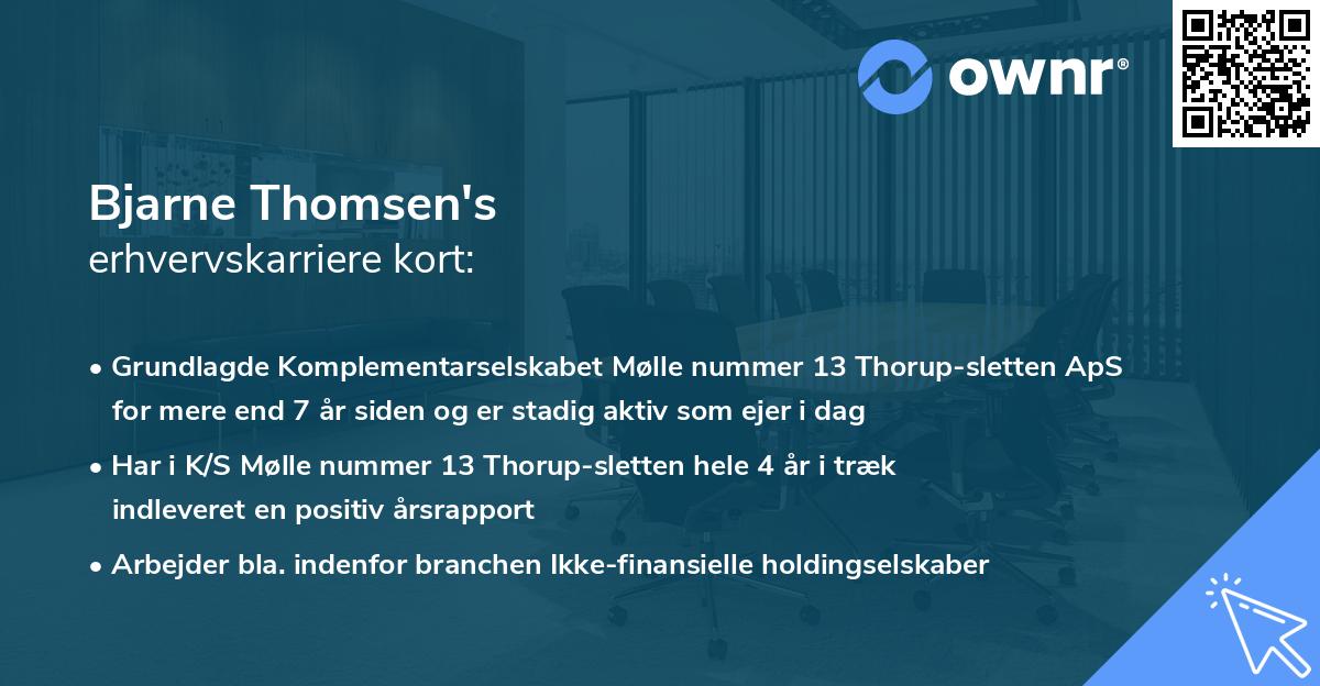 Bjarne Thomsen's erhvervskarriere kort