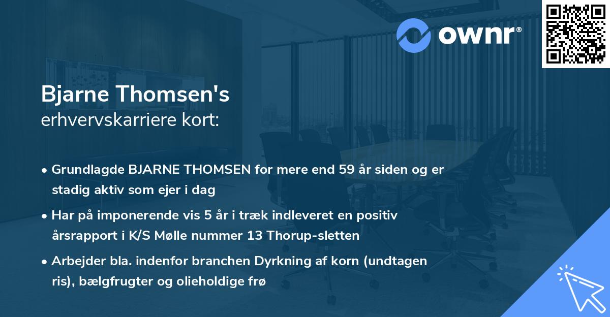 Bjarne Thomsen's erhvervskarriere kort
