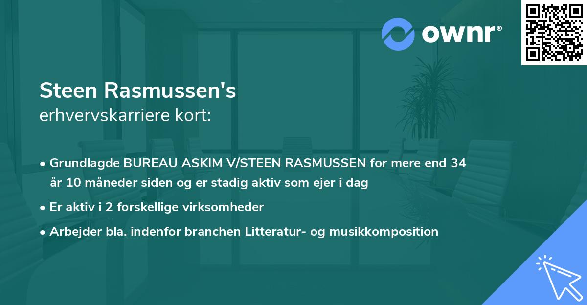 Steen Rasmussen's erhvervskarriere kort