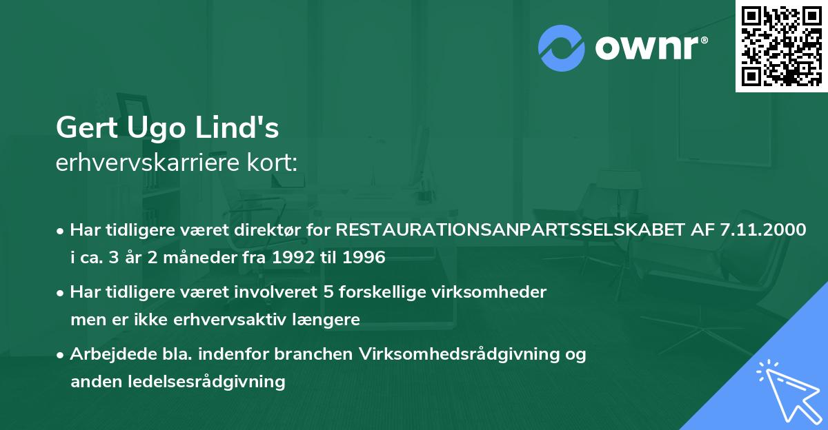Gert Ugo Lind's erhvervskarriere kort