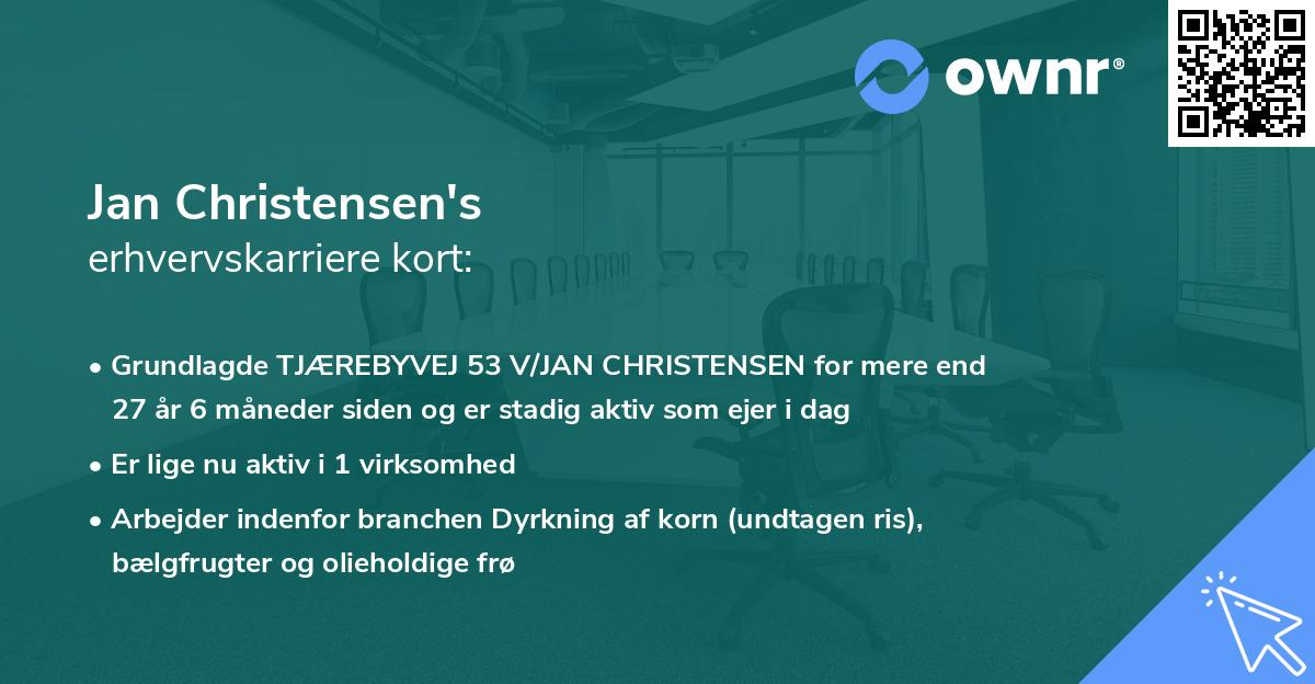 Jan Christensen's erhvervskarriere kort
