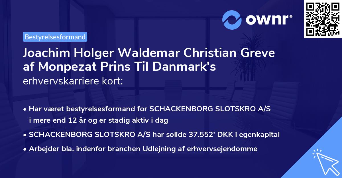 Joachim Holger Waldemar Christian Greve af Monpezat Prins Til Danmark's erhvervskarriere kort