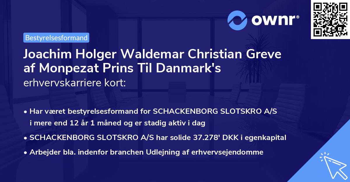 Joachim Holger Waldemar Christian Greve af Monpezat Prins Til Danmark's erhvervskarriere kort
