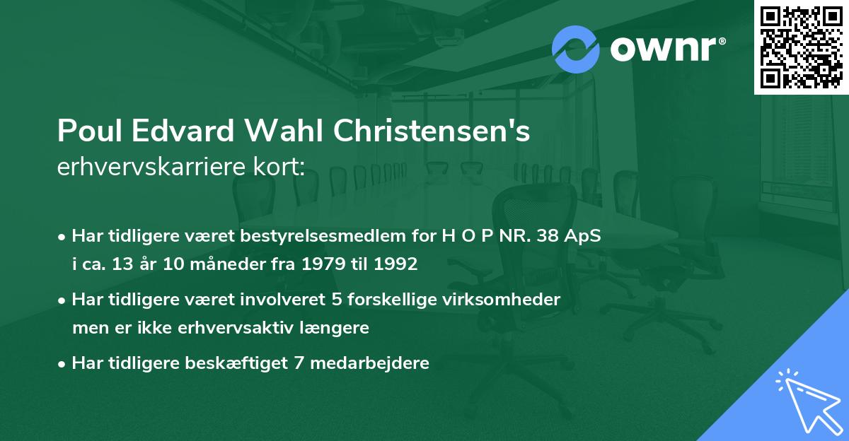 Poul Edvard Wahl Christensen's erhvervskarriere kort