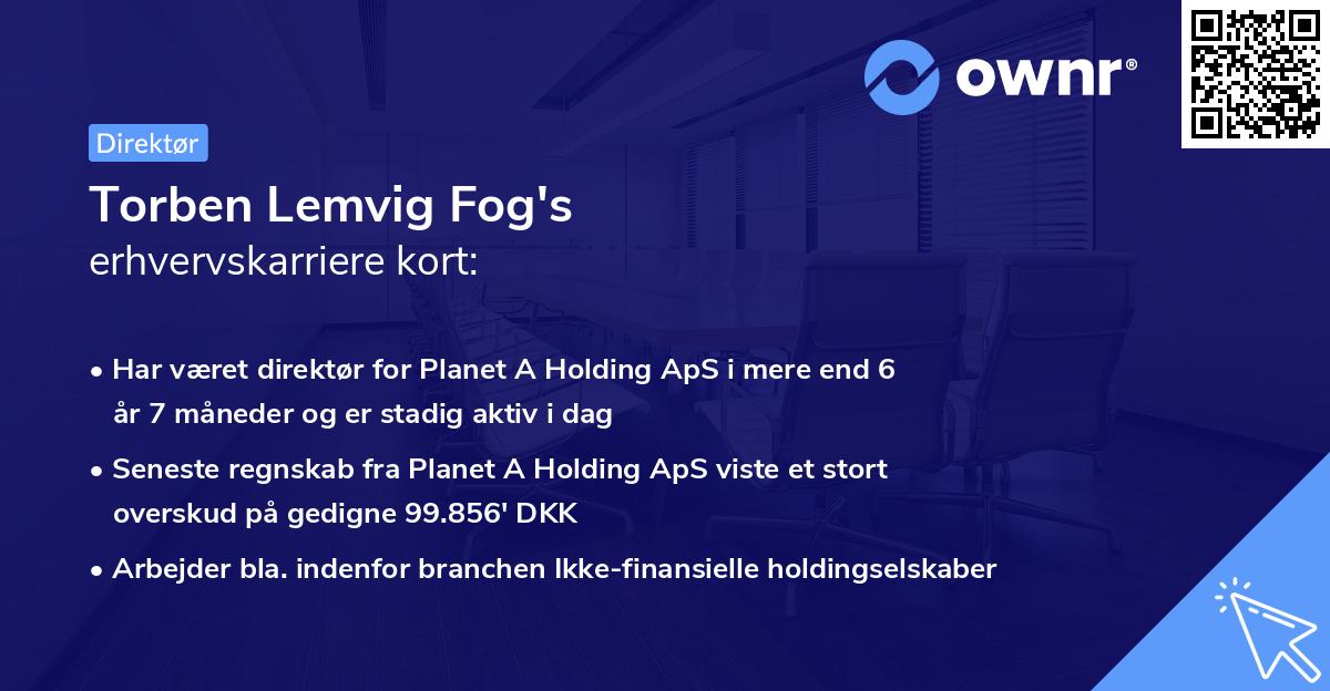 Torben Lemvig Fog's erhvervskarriere kort