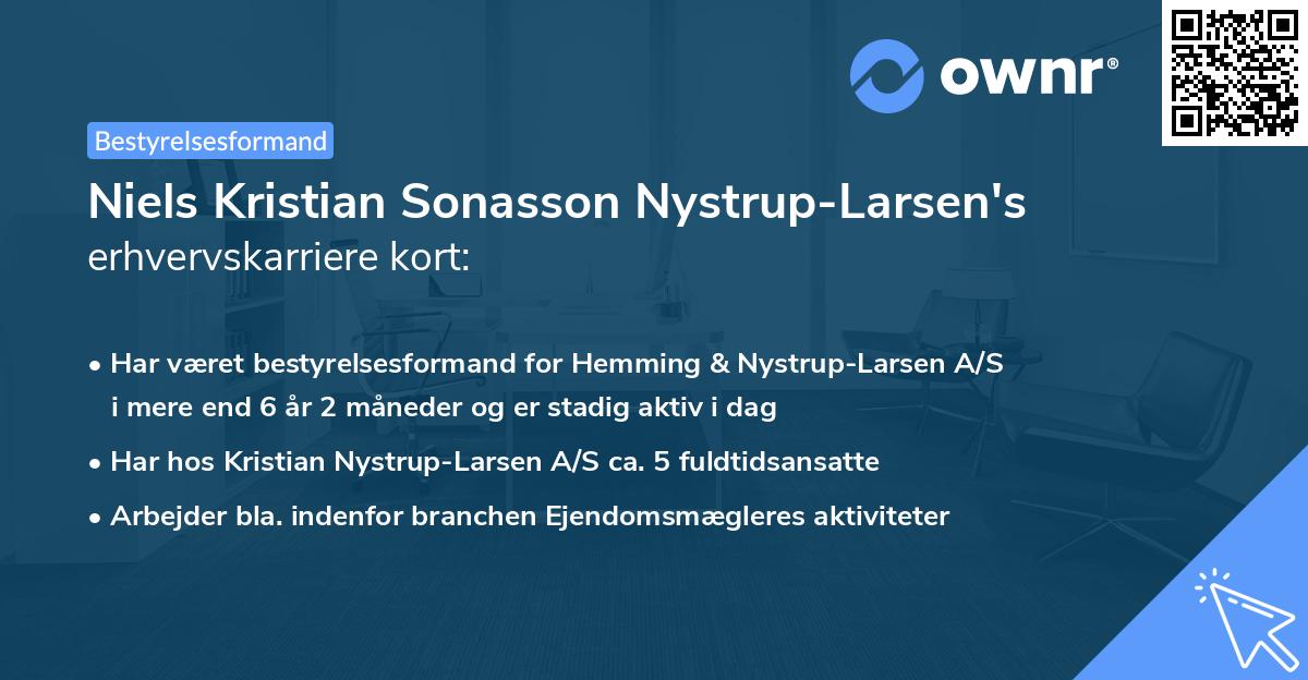 Niels Kristian Sonasson Nystrup-Larsen's erhvervskarriere kort
