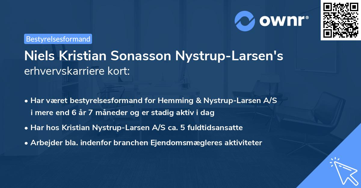 Niels Kristian Sonasson Nystrup-Larsen's erhvervskarriere kort