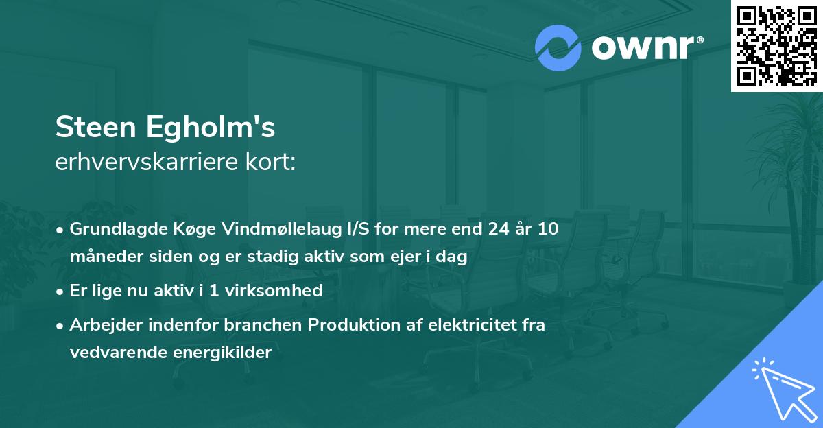 Steen Egholm's erhvervskarriere kort