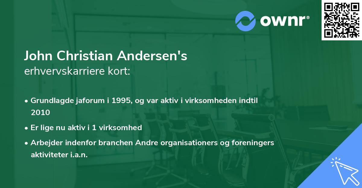 John Christian Andersen's erhvervskarriere kort