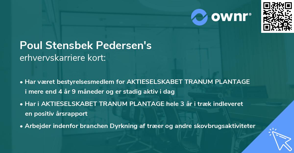 Poul Stensbek Pedersen's erhvervskarriere kort