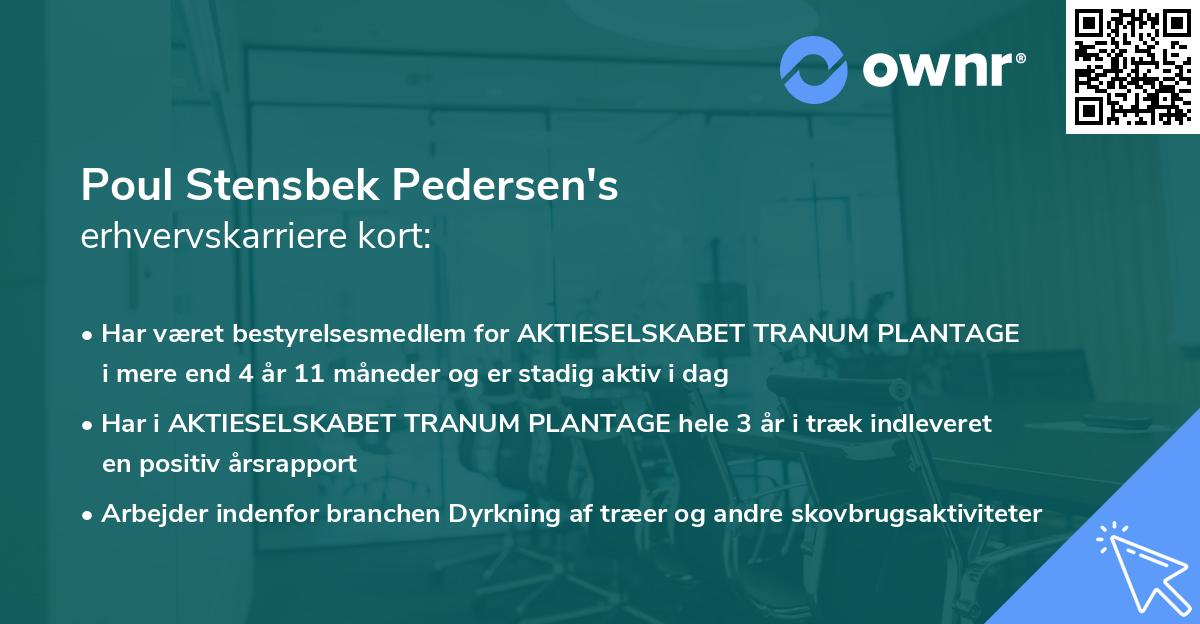 Poul Stensbek Pedersen's erhvervskarriere kort