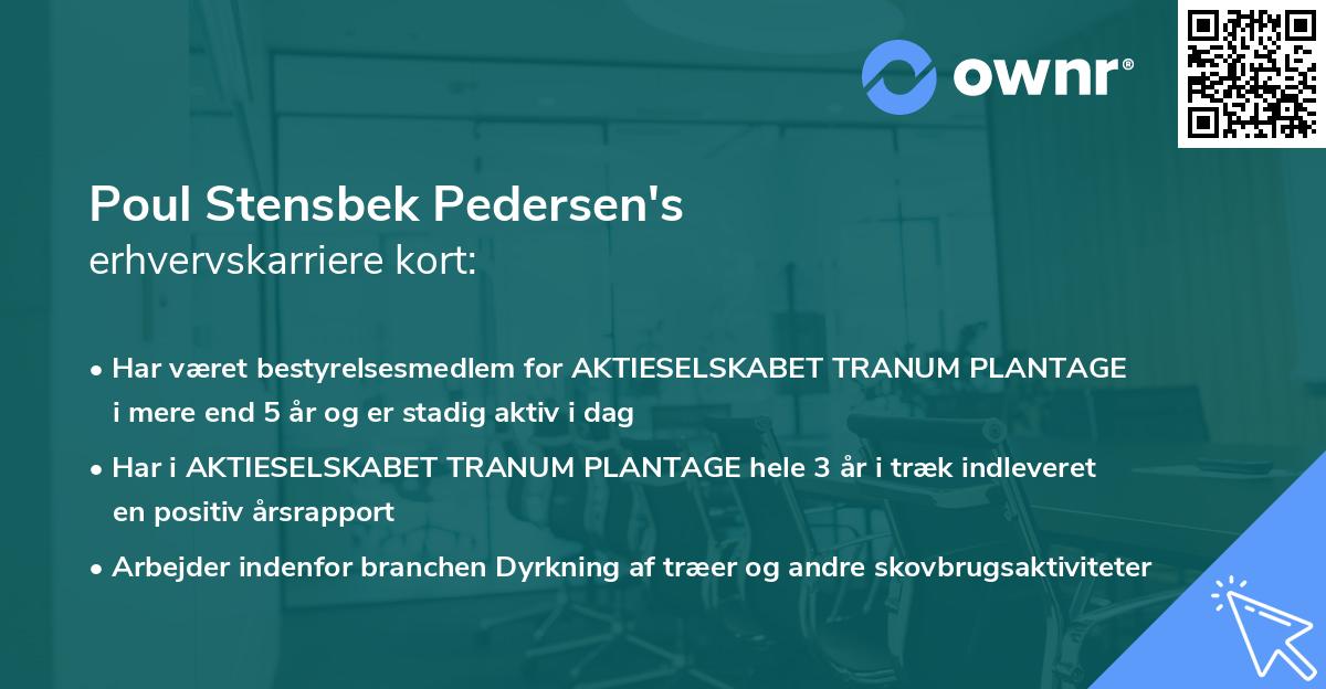 Poul Stensbek Pedersen's erhvervskarriere kort