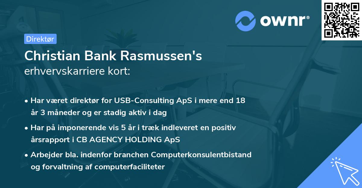 Christian Bank Rasmussen's erhvervskarriere kort