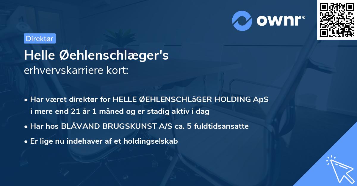 Helle Øehlenschlæger's erhvervskarriere kort