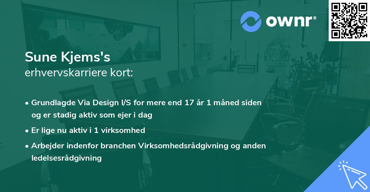 Sune Kjems's erhvervskarriere kort