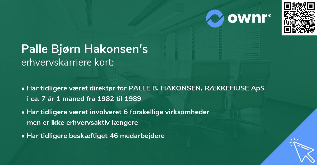 Palle Bjørn Hakonsen's erhvervskarriere kort