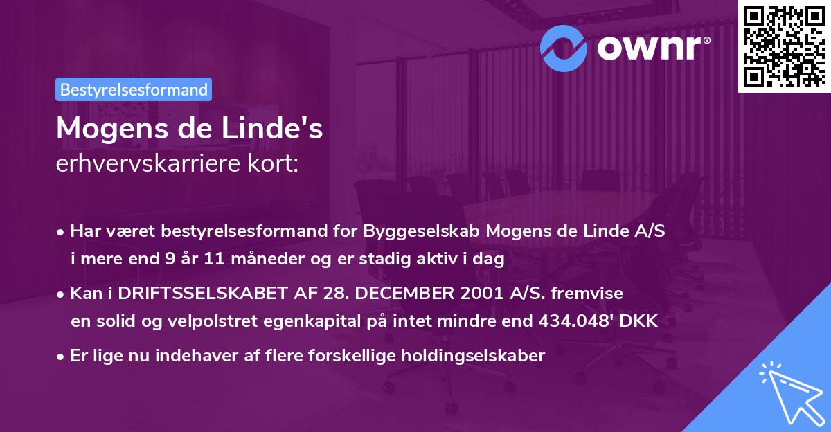 Mogens de Linde's erhvervskarriere kort