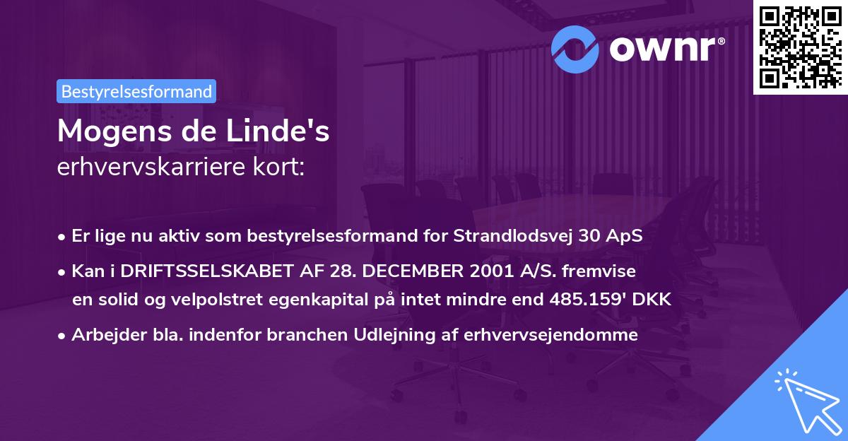 Mogens de Linde's erhvervskarriere kort