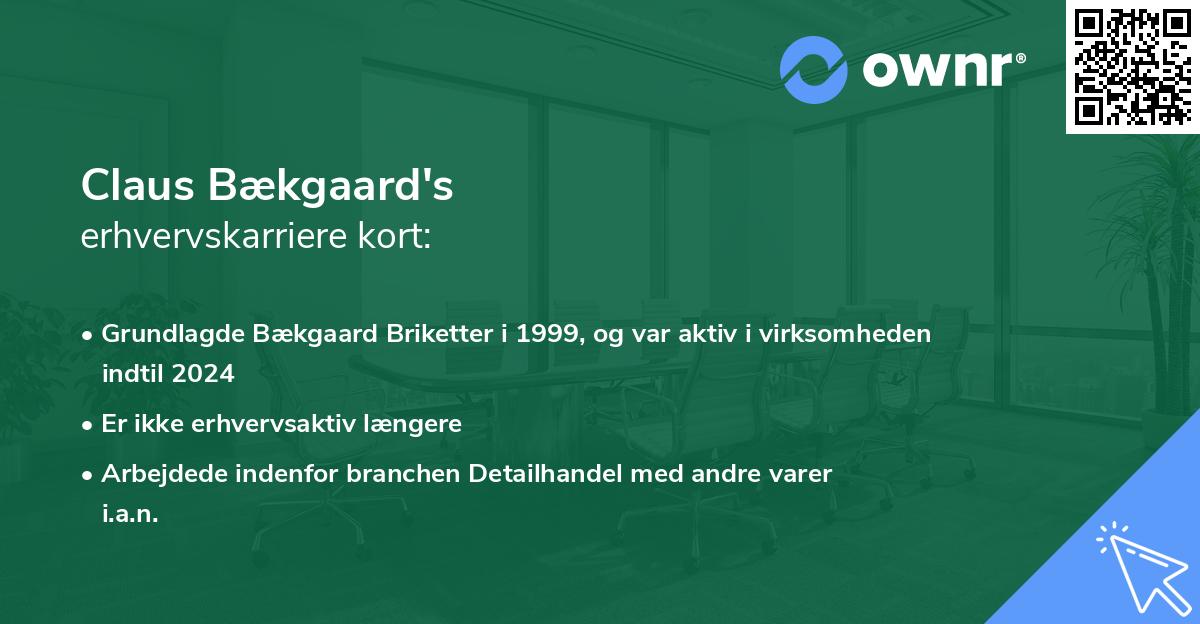 Claus Bækgaard's erhvervskarriere kort