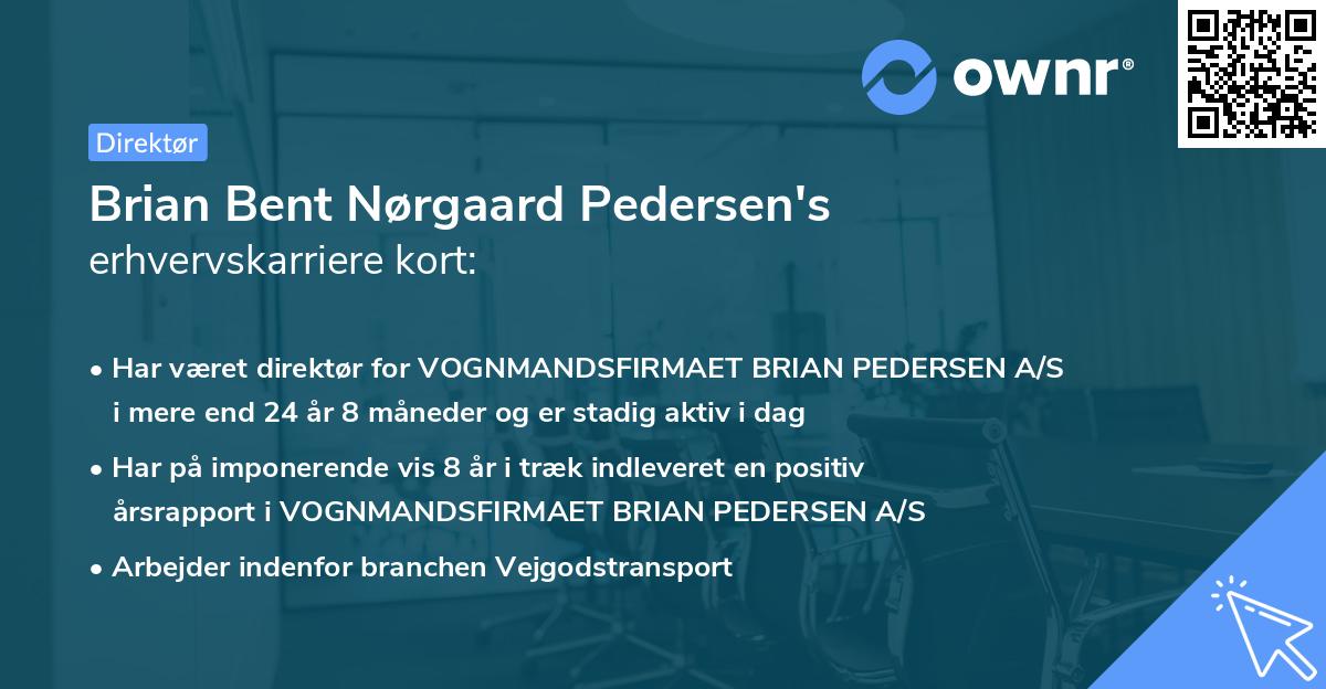 Brian Bent Nørgaard Pedersen's erhvervskarriere kort